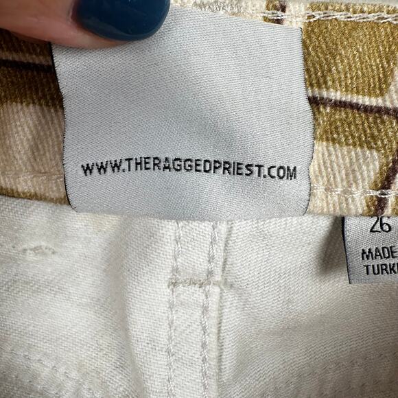 The Ragged Priest Jeans High Waist Pants Geometric Gold Cream 26 Boho Hippie - Picture 12 of 15
